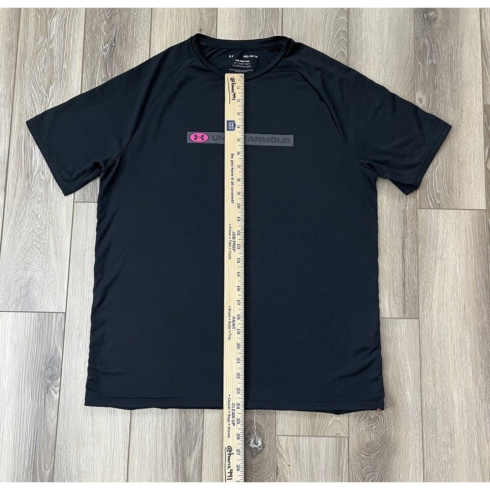Under Armour Men's UA Tech™ 2.0 Geo Short Sleeve Sz Medium Black/Pink Tech Tee - Picture 9 of 10